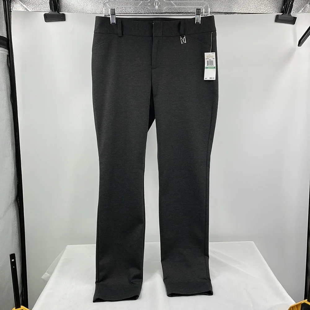 NWT Michael Kors Derby Gray Pants with Zip & Clip Front Closure Size 8